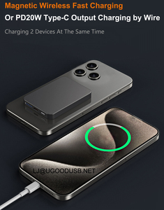 Aluminum Alloy Magnetic Power Bank PD20W Fast Charge Type-<strong>C</strong> <strong>Input</strong>/<strong>Output</strong>,15W Wireless Charger Power Bank 5000mAh for All Phones - Product Image 5