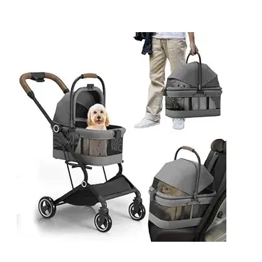 Customized Fresh Trend Larger Pet Carrier 4 Wheels Stroller Folding Separate Dog Stroller For 2 Dogs