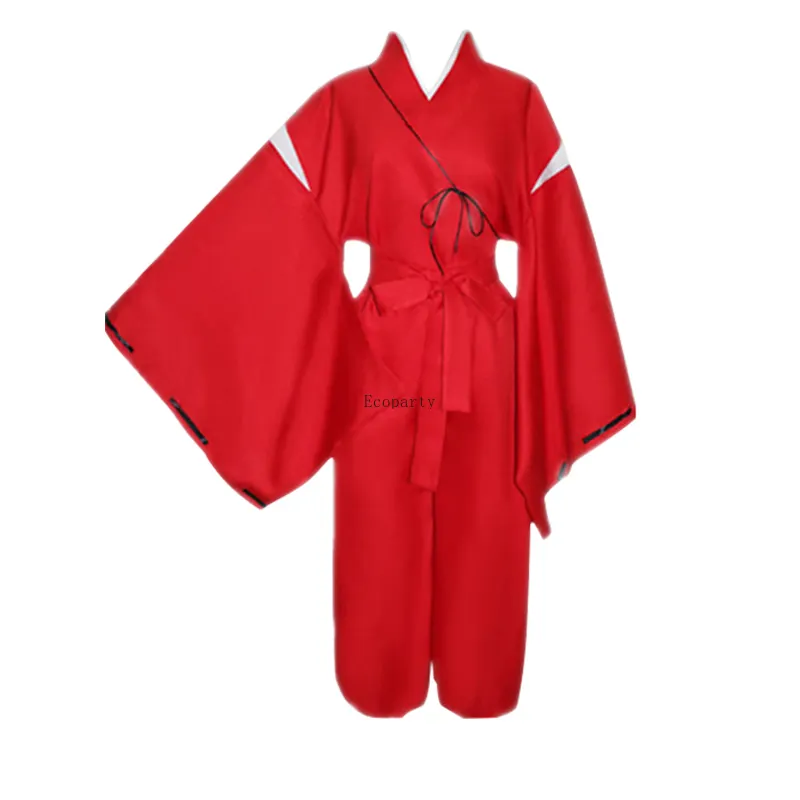 Halloween Carnaval Engraçado Anime Trajes Inuyasha Cosplay Traje Vermelho Terno Peruca Branca