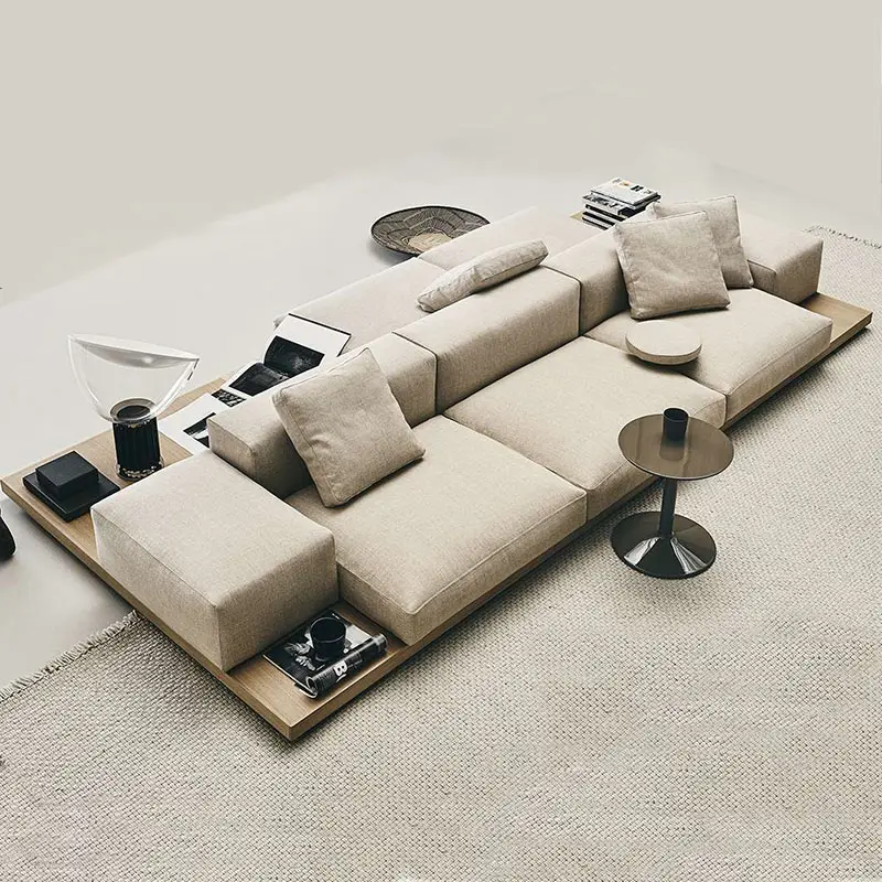 Sofá de madeira maciça removível e lavável, sofá italiano de luxo, sofá de tecido de designer japonês
