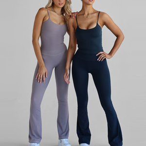 Pantalones de yoga acampanados atléticos relajados de pierna ancha de cintura alta en blanco de Material cepillado duradero súper suave personalizado para mujer
