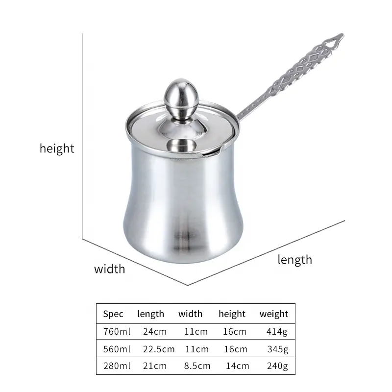 304 paslanmaz çelik cezve süt şişesi Stovetop kahve makinesi uzun saplı