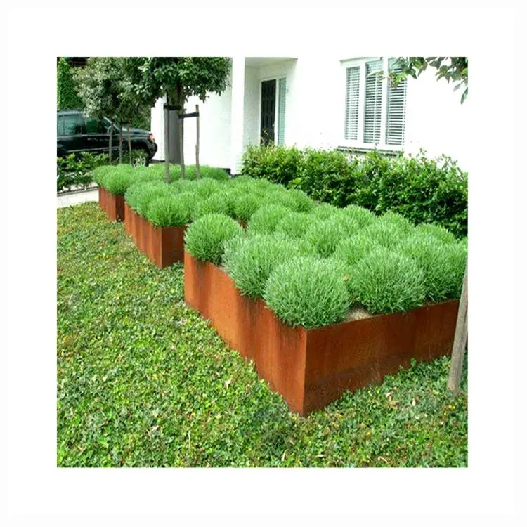 Vaso de flor de aço corten, plantador vertical grande, de aço cortão, para jardim, redondo, plantador de aço