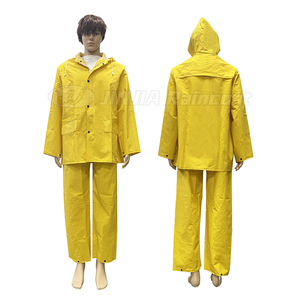 ชุดเสื้อกันฝนโพลีเอสเตอร์ PVC สีเหลืองกันน้ำมองเห็นได้ชัดเจนชุดเสื้อแจ็กเก็ตกางเกงสำหรับวันฝนตก - Product Image 5