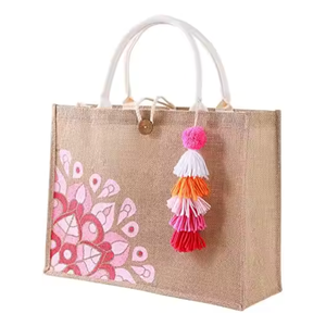 Bán buôn thân thiện với môi lớn tự nhiên vải làm vách ngăn đay Tote bãi biển túi tùy chỉnh in thiết kế đồng bằng với logo cho chương trình khuyến mãi - Product Image 1