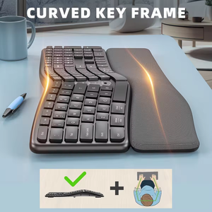 Combo de teclado y ratón inalámbricos ergonómicos Combo de teclado y ratón recargable Delgado multidispositivo para tableta portátil - Product Image 3