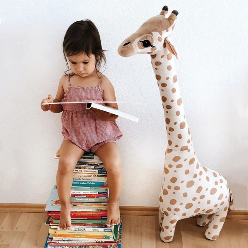 Jirafa de peluche de gran tamaño de 40-85cm para niños y niñas, juguete suave de peluche, jirafa para dormir, regalo de cumpleaños