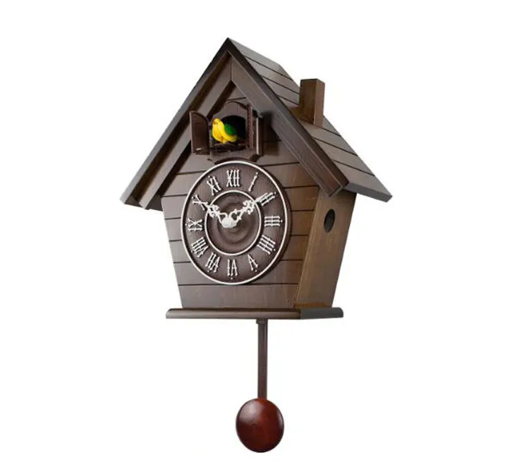 Retro Decoración del hogar de madera mecanismo del reloj de cuco pájaro casa del reloj