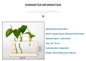 Home Office Bud Plant Terrarium Hydroponic Glass Planters Table Decoration Propagation Station test Tube <strong>Vase</strong> with Wooden Stand