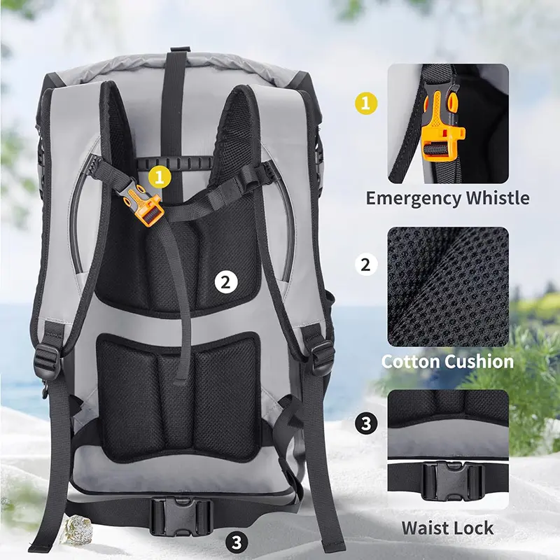Özel Logo Rafting seyahat kayak kuru geri paketi 35L rulo üst açık su geçirmez spor sırt çantası su geçirmez çanta