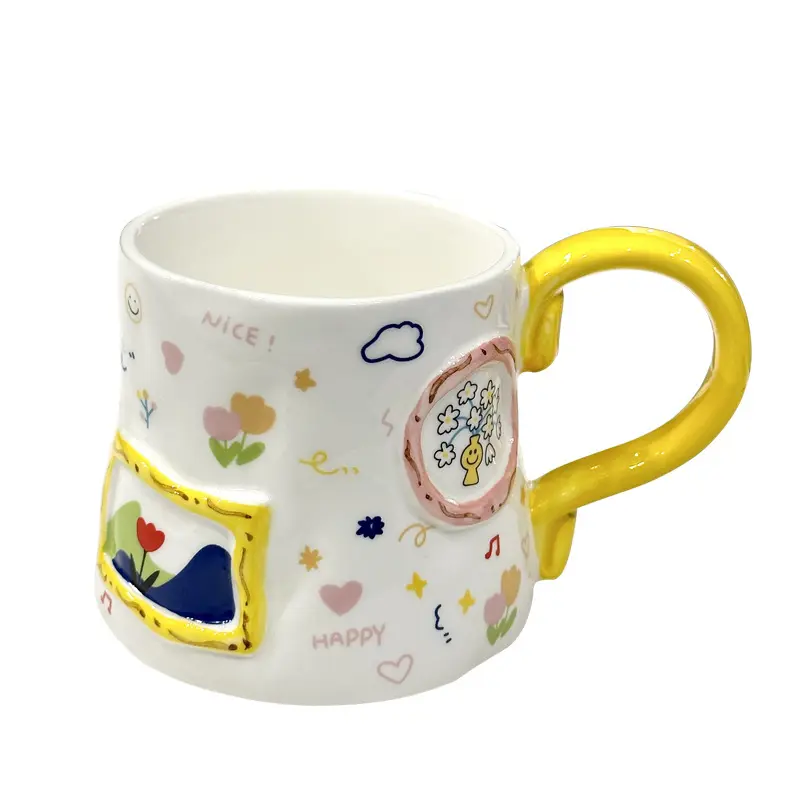 Tasse florale en céramique faite à la main peinture cadeau tasse