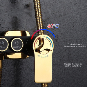 Khách sạn sang trọng màu đen vàng lượng mưa phòng tắm vòi sen hệ thống tĩnh nhiệt Brass Mixer vòi đánh bóng Chrome kết thúc massage phun - Product Image 5