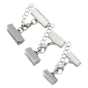 Stainless Steel DIY Findings Foldover Cord End Taps <strong>String</strong> Leather Clip Connectors DIY Ribbon Crimp Beads Cove <strong>Clasps</strong> Findings - Product Image 1