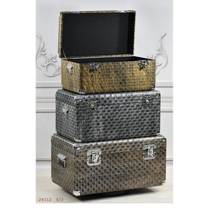 Rectangular Wood <strong>Trunk</strong> Storage Boxes Set Large Lock for Home Decorative Sundries Storage Chest - Product Image 4
