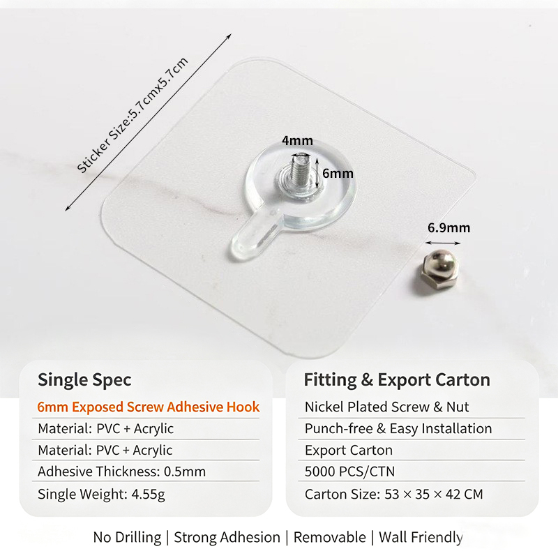Transparent 6*6cm Screws (Exposed Length: 6mm)
