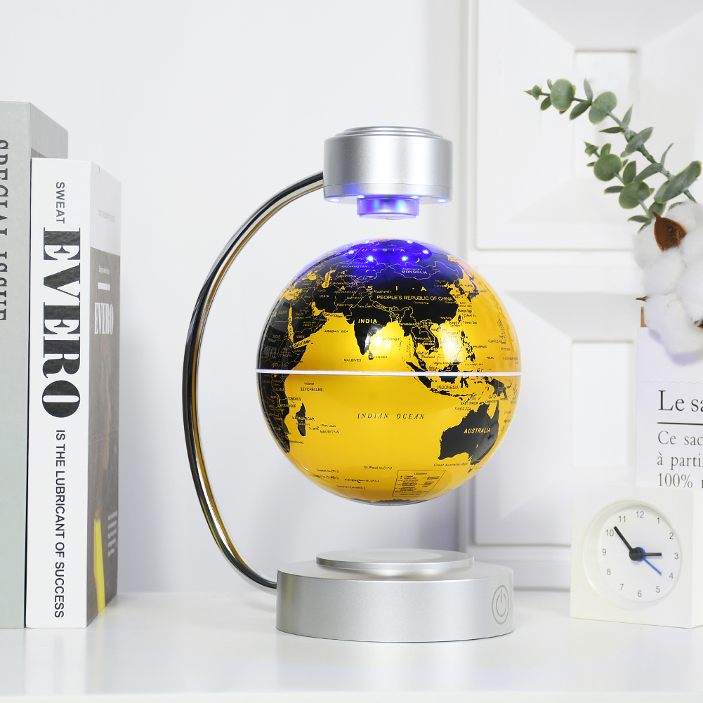 Globe d'éclairage blanc doré
