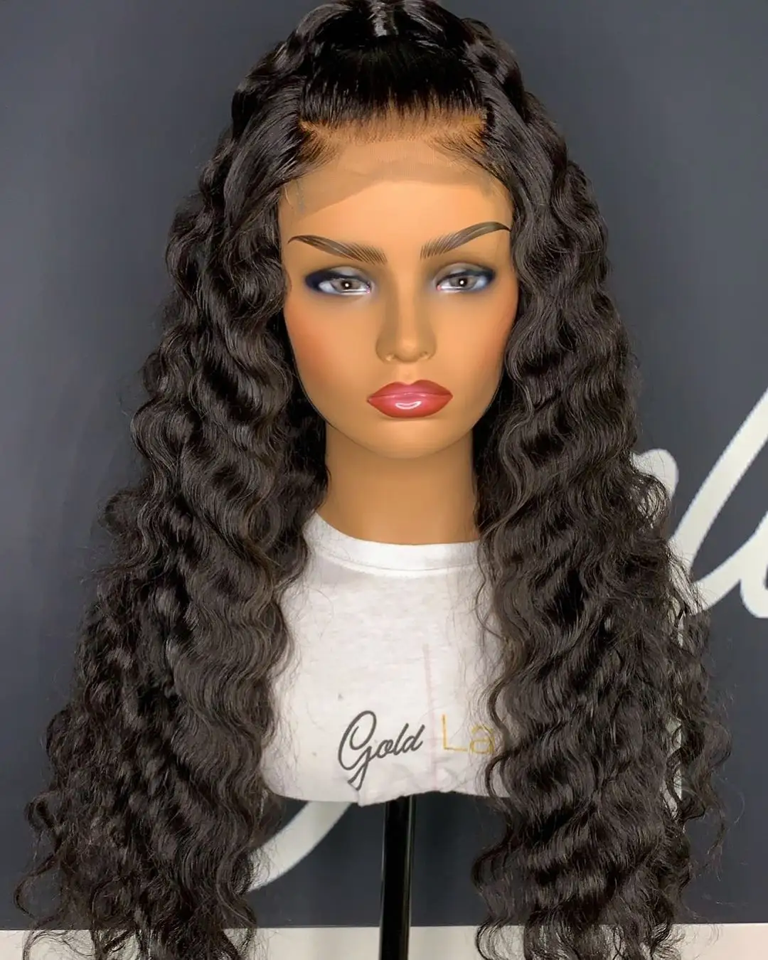 Perruque Lace Frontal Wig ondulée brésilienne — Borui Hair, cheveux naturels Remy, Swiss Lace Wig, 13x4, Transparent, 180 de densité