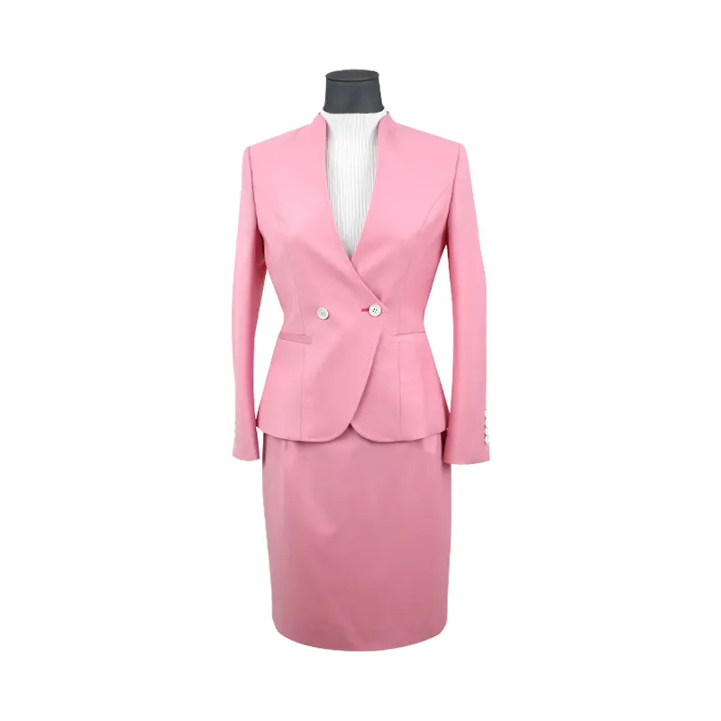 Design especial mais recente mulher de negócios terno escritório elegante rosa 2 peças terno para senhoras