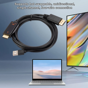 4K 60hz HDMI至显示端口适配器/转换器HDMI公 + USB2.0至DP公输出加密狗，带音频电缆1.8M