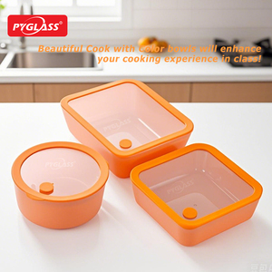 Pyglass玻璃食品容器-陶瓷涂层，带玻璃盖不粘储存-洗碗机、烤箱和微波炉保险箱。 - Product Image 4