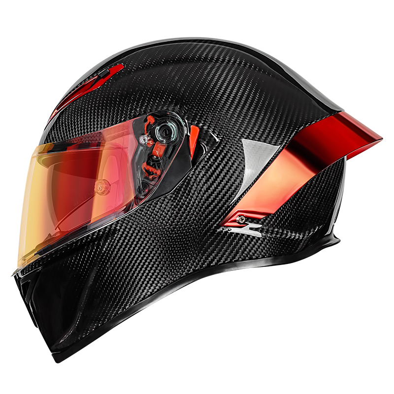 Bright Black Red Carbon Fiber shiny red visor