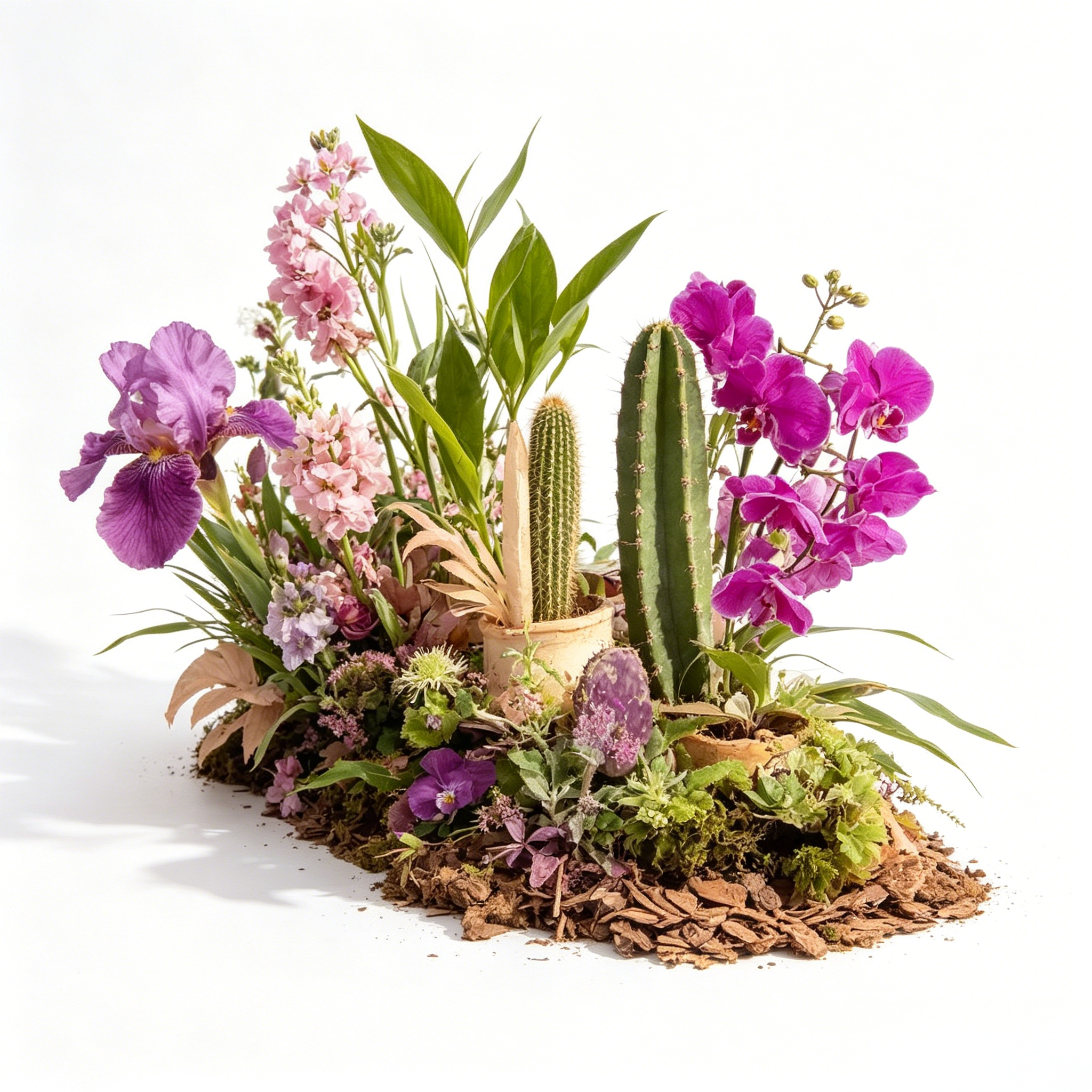 Arreglo de mesa de cactus florales del desierto