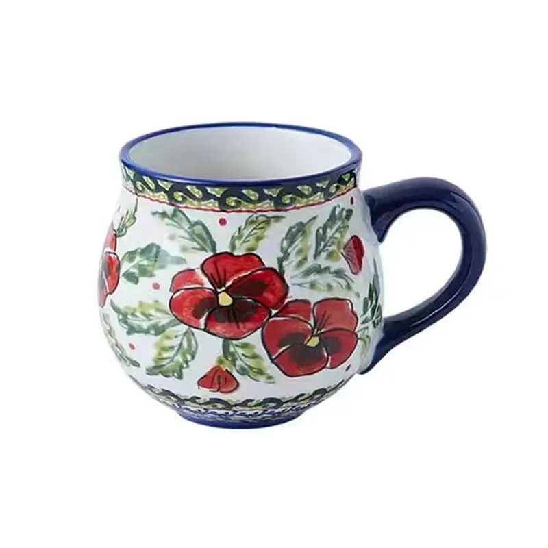 Taza de desayuno de cerámica estampada hecha a mano Taza de café Taza de cerámica polaca