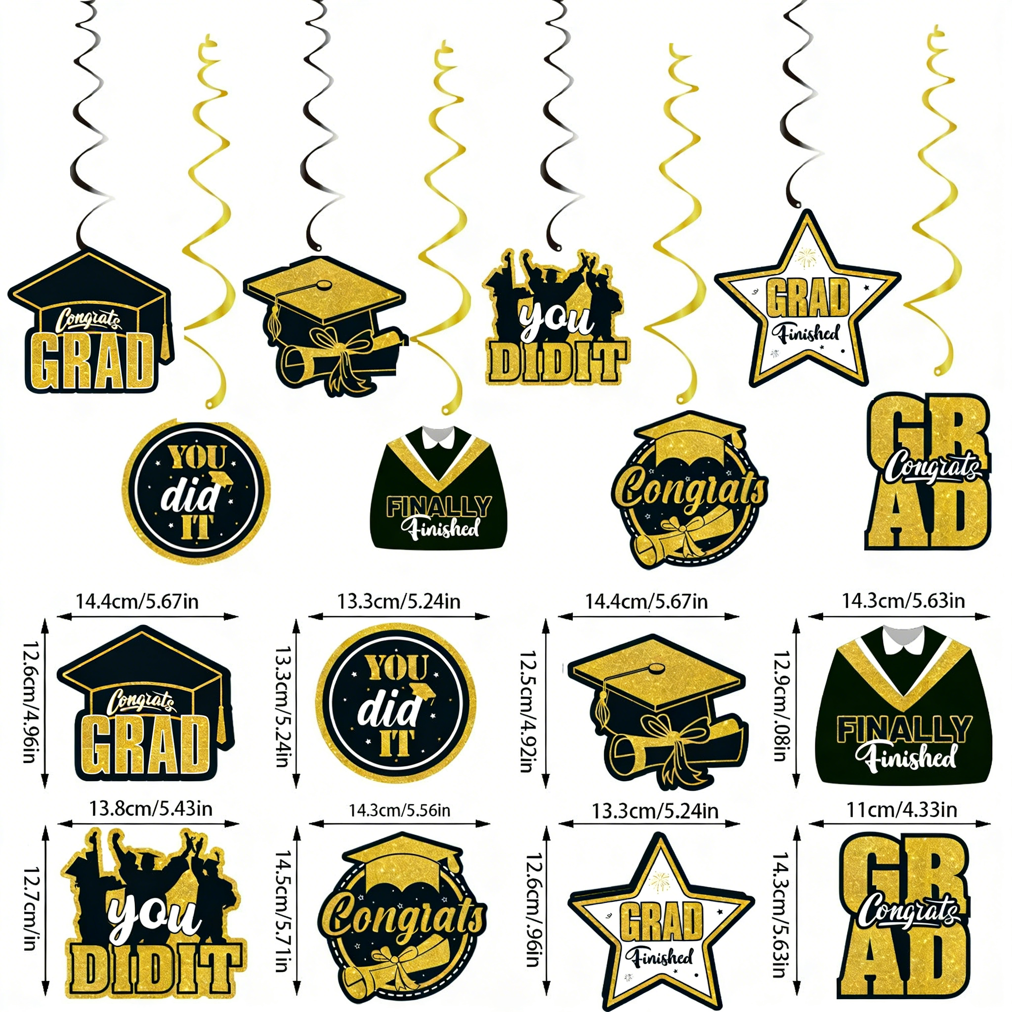 black&yellow spiral charms-8 pcs