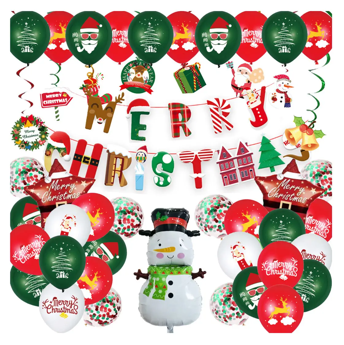 Nicro Christmas Home tema palloncino natalizio decorazione per feste Idea appeso a parete sfondo decorato Set di palloncini in lattice stampato