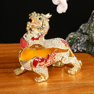 SHINNYGIFTS geleneksel Feng Shui Pi Yao Metal emaye heykeli ev dekorasyon için servet ve refah çekiyor iyi şanslar - Product Image 4