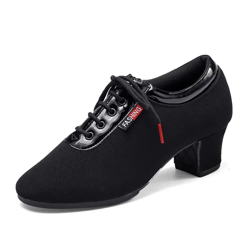 Zapato de baile de tela Oxford para mujer, zapatos de entrenamiento corporal de baile latino, Zapatos para baile cuadrado