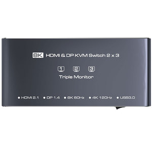 DP 1.4新三重8K 60Hz KVM交换机USB3.0显示端口游戏坞，适用于2 PCs 3显示器KVM三屏切换器 - Product Image 4
