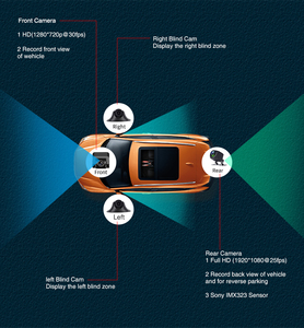 12英寸仪表板后视镜汽车DVR 4pcs 720P摄像机汽车录像机<span class=keywords><strong>G</strong></span>传感器360度视图256G sd卡