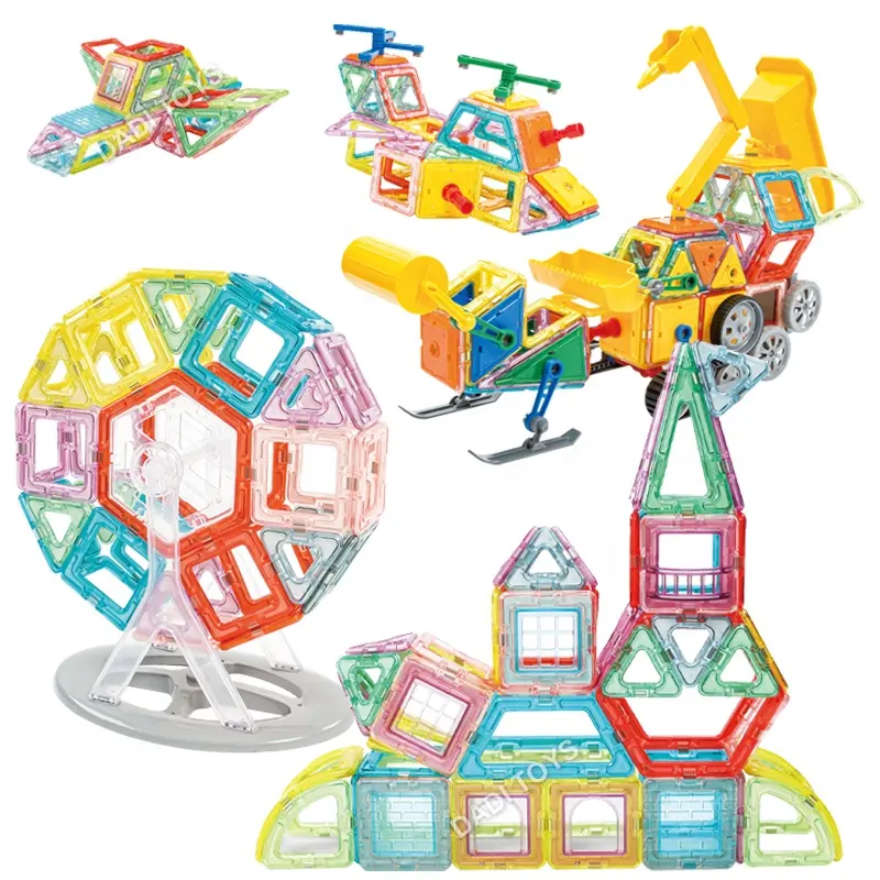 New 86 Pieces 3D Construction Educational Sensory DIY Building Blocks Stem Magnetic Tiles Kids Toys With New Color