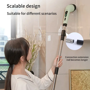 Elektrik Spin Scrubber akülü temizleme fırçası 9 değiştirilebilir fırça kafaları ile banyo için ayarlanabilir uzatma kolu