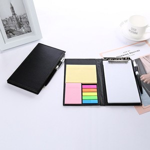 Juego de notas adhesivas con logo personalizado para oficina, Bloc de notas de cuero Pu con clip de metal, creativo, Bloc de notas de negocios - Product Image 3