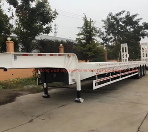 3/4 akslar mekanik süspansiyon yükleme rampası 40ft düşük yatak düz yatak yükleme güverte ağır makine taşıma için yarı römork - Product Image 5
