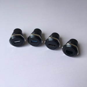 USB2.0母对母圆型USB2.0面板安装插座锌合金数据信号扩展传输