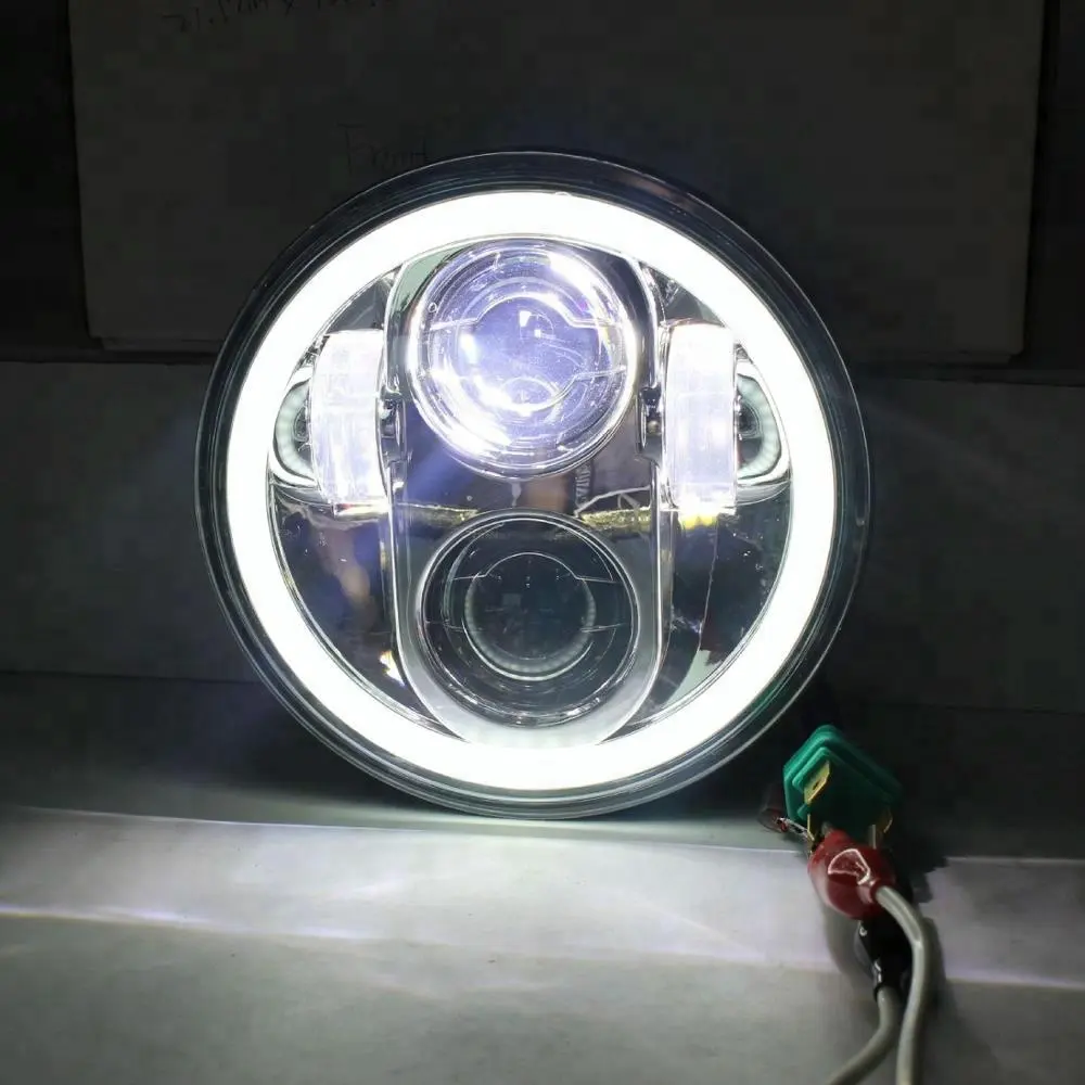 Projecteur rond H4 Halo œil d'ange, universel, clignotant LED de 7 pouces, feu de conduite pour JK TJ LJ voiture