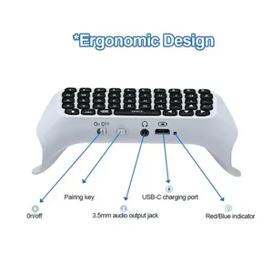 Teclado inalámbrico para controlador ps5 PlayStation 5 con altavoz incorporado Compatible con Bluetooth Gamepad Mount Qwerty para Ps5