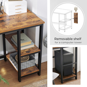 Escritorio de madera para computadora, muebles de mesa de oficina con estantería, escritorio para juegos de computadora - Product Image 4