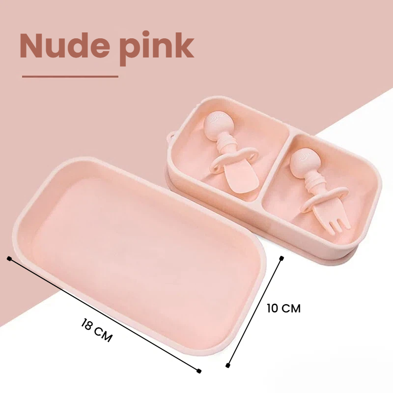 Orange Pink Lunch Box + Silicone Fork and Spoon