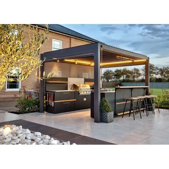 Artigianale moderno prezzo ragionevole cucine in acciaio inox BBQ cucina all'aperto con Pergola