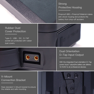 74Wh V-Mount V-Shape Battery Compatible with Sony <strong>Camera</strong> Camcorder DSLR USB-C <strong>Input</strong>/<strong>Output</strong> D-Tap Port DC <strong>Output</strong> for Laptop - Product Image 4