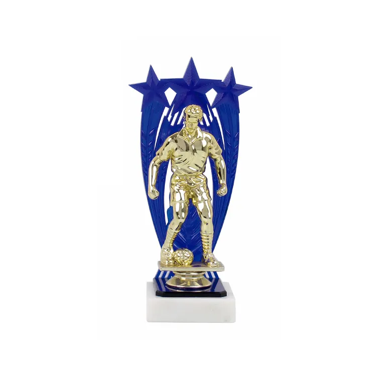 De plástico pequeña de fútbol trofeo con estatuilla