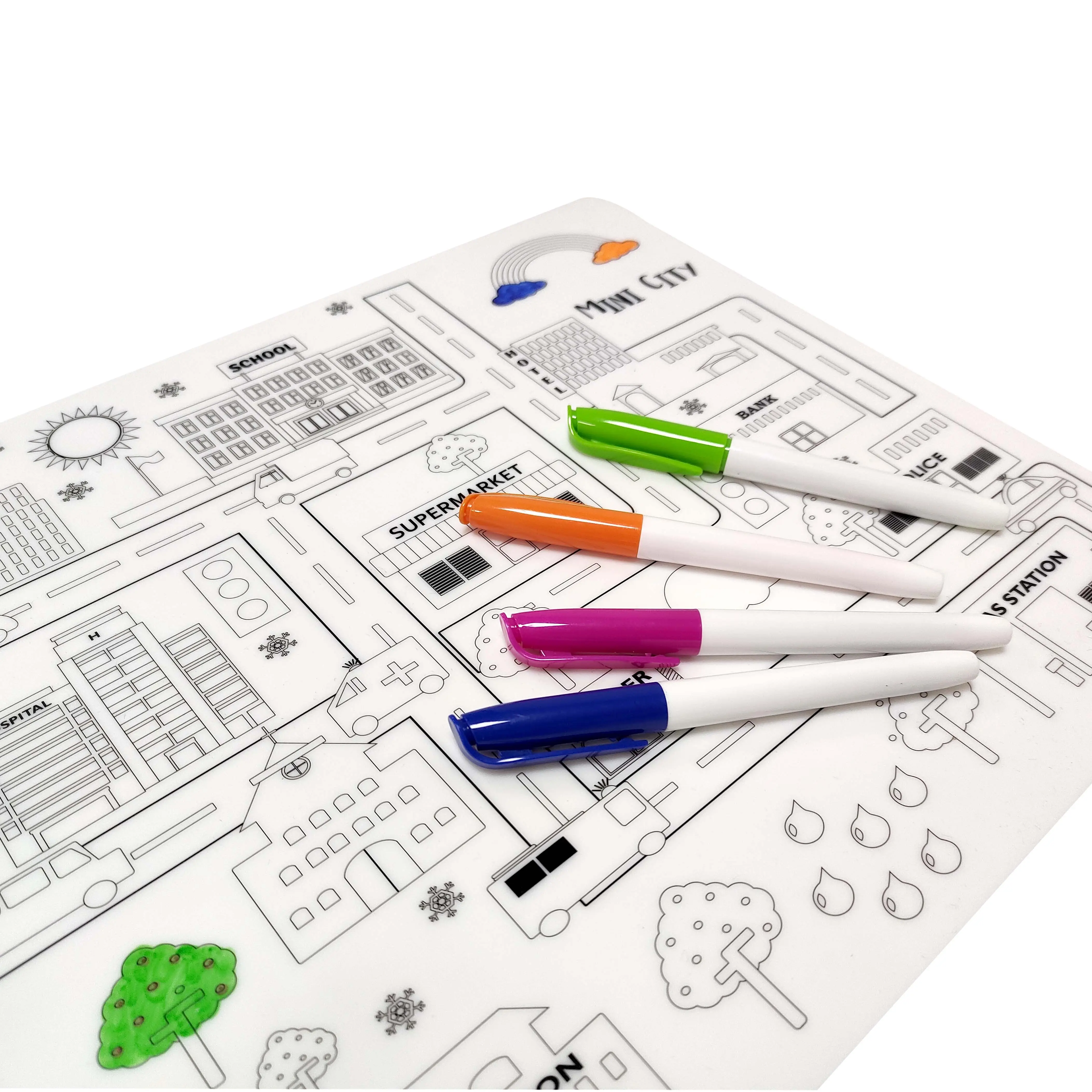 Benutzer definierte BPA Free umwelt freundliche wasch bare Silikon Kinder Tischset zum Malen Zeichnung Silikon Färbung Tisch matte