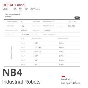ROKAE NB4小型産業用ロボットアーム4kg負荷容量マルチジョイント6軸関節ロボットPLCコアコンポーネント付き - Product Image 5