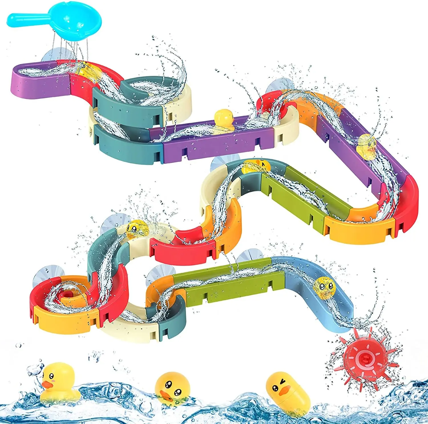 Bath Toys DIY STEM Bathroom Shower Toy, Kids Bathtub Ball Track Water Balls Tracks Bathtub Toy Slide for Toddlers