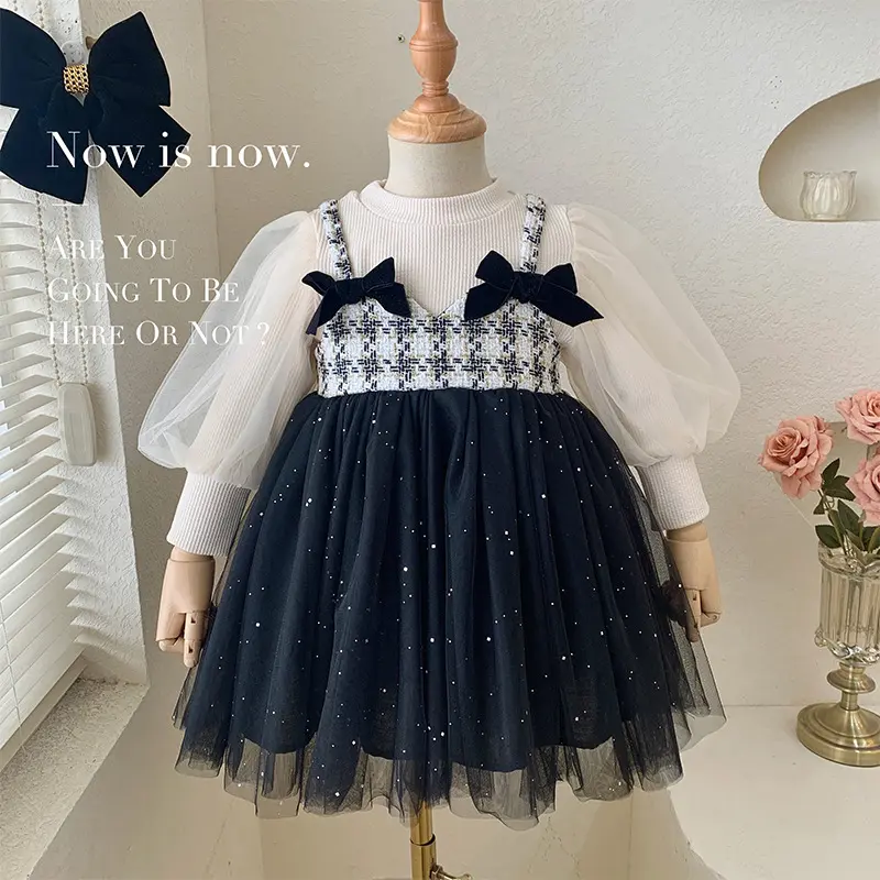 Conjunto de roupa infantil para meninas, camisa de tutu com vestido, 2022