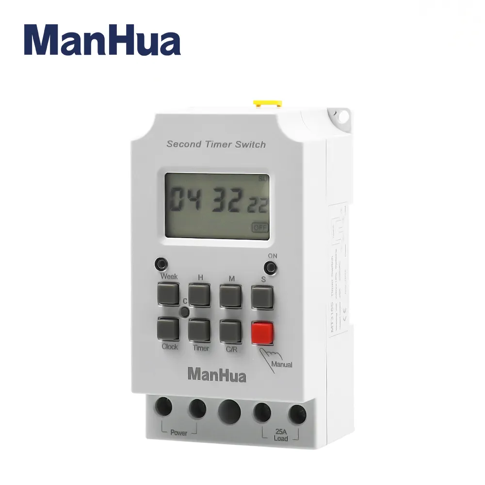 ManHua สวิตช์ตั้งเวลาอิเล็กทรอนิกส์แบบตั้งโปรแกรมได้,220VAC 25A Din Rail MT316S สำหรับเครื่องใช้ไฟฟ้าอเนกประสงค์สวิตช์จับเวลาแบบดิจิตอล